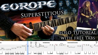 Europe - Superstitious guitar solo lesson (with tablatures and backing tracks)