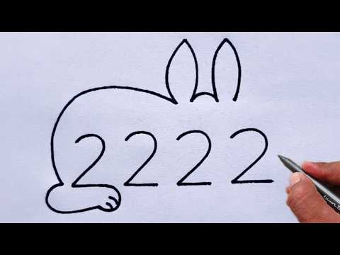 How to Draw Beautiful Rabbit With 2222 Number | Rabbit Art Tutorial