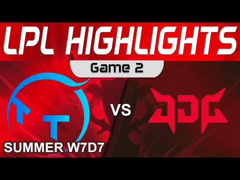 TT vs JDG Highlights Game 2 LPL Summer Season 2023 W7D7 ThunderTalk Gaming vs JD Gaming by Onivia