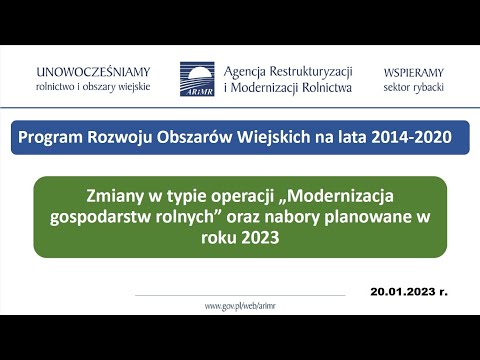 2023 01 20 Modernizacja gospodarstw rolnych   zmiany programu oraz nabory planowane w 2023 r