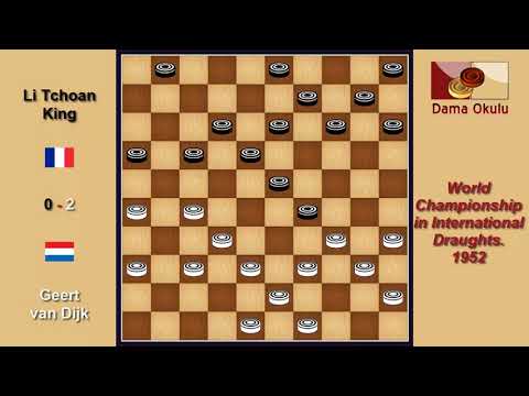 Geert van Dijk (NLD) - Li Tchoan King (FRA). World Championship in International Draughts. 1952.