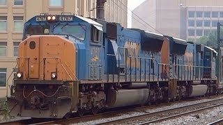 preview picture of video 'Rare Bald Nosed CSX Meets Amtrak'
