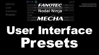MECHA User Interface (UI) Basics – Presets | Shoot 360° Panoramas Automatically
