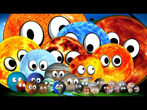 PLANETS, DWARFS, STARS AND MOONS SIZE COMPARISON / GOT BALLS FOR KIDS @CoucouTroyTV