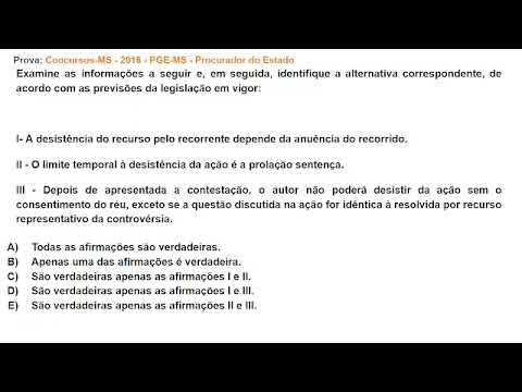 DIREITO PROCESSUAL CIVIL Prova: Concursos-MS - 2016 - PGE-MS - Procurador do Estado