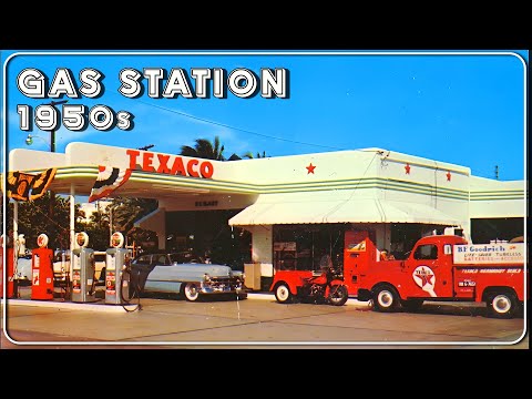 Life at the Gas Station - 1950s America in Color