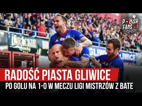 Radość Piasta Gliwice po golu na 1-0 w meczu Ligi Mistrzów z BATE (17.07.2019 r.)