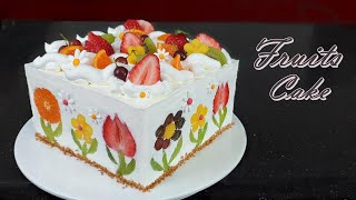 beautiful cake/사각 과일 생크림 케이크 만들기/ How to make Fruits Fresh Cream Cake /フルーツ生クリームのケー/Torta di frutta