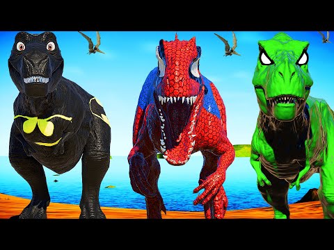 (Jurassic World Evolution🌍)SpiderMan I-Rex,Godzilla T-Rex,Batman Rexy Dinosaurs Fight