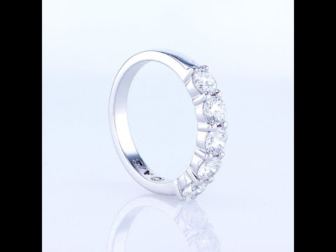 1.00CT 14KT WHITE GOLD 5 STONE DIAMOND SCALLOPED SHARED PRONG WEDDING BAND (PART 2)