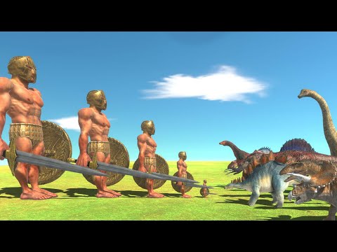 5 Levels of Achilles VS ALL Dinosaurs - Animal Revolt Battle Simulator