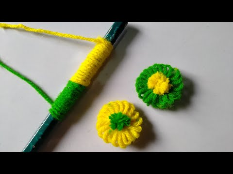 💖🌟It's so Cute 💕 Super Easy Woolen Flower Making Trick with Pencil ✏️ DIY Amazing Woolen Flowers