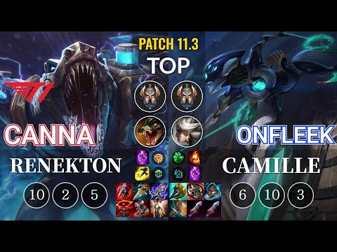 T1 Canna Renekton vs OnFleek Camille Top - KR Patch 11.3