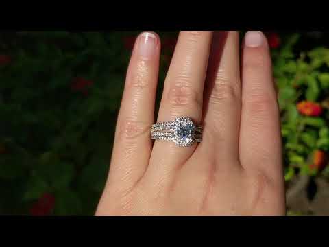 Square Halo Engagement Ring and Ring Guard Set -TB-SET-0002 - TwoBirch
