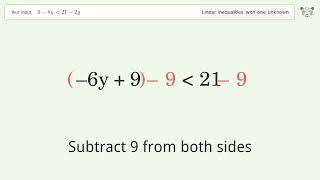 Solving Linear Inequalities: 9-8y is Smaller Than 21-2y