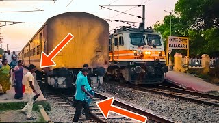 Amazing perfect timing train crossing | Indian passenger trains