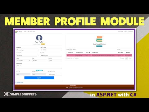 User Profile Module of E Library Management Website in ASP NET with C programming MS SQL Database