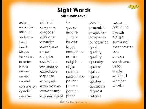 Learn 5th grade English sight words | High Frequency Words for 5th Grade
