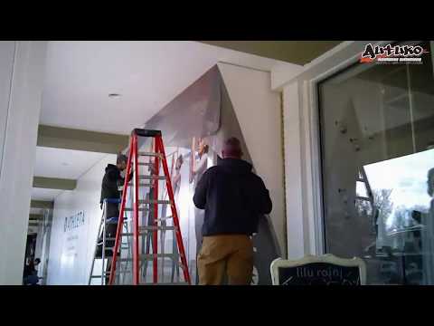 Athleta Charlottesville Mall Construction Barrier Wall Graphics Install Time Lapse
