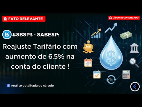 Thumbnail do vídeo: #SBSP3: Reajuste Tarifário de 6,5%. Análise Completa do Fato Relevante da Sabesp.