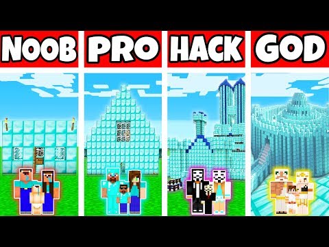 Noob Speedy - Minecraft: FAMILY DIAMOND HOUSE BUILD CHALLENGE - NOOB vs PRO vs HACKER vs GOD in Minecraft