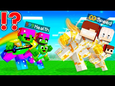 GODSPEED FAMILY Speedrunners vs RAINBOW Armor FAMILY Hunters in Minecraft - Maizen JJ and Mikey
