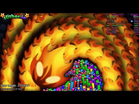 Slither.io A.I. Fire Snake Vs Tiny Pro Snakes - Epic Skin Slitherio Best Gameplay - Infinity Score