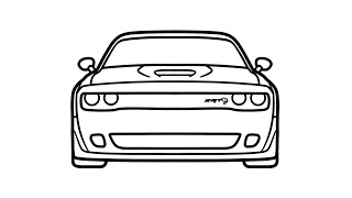 How to draw a DODGE CHALLENGER SRT DEMON easy / drawing dodge challenger hellcat redeye