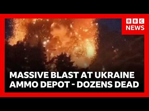 At least 37 dead in huge blast as arms depot hit by Russian drone in Ukraine | BBC News