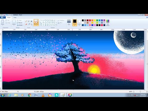 How to Draw Beautiful sunset scenery || Microsoft Paint tutorial | MS paint