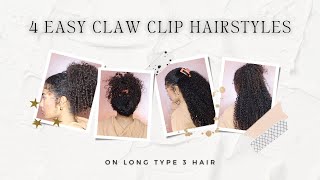 Easy Claw Clip Hairstyles On Long Curly Hair (BEGINNER FRIENDLY)