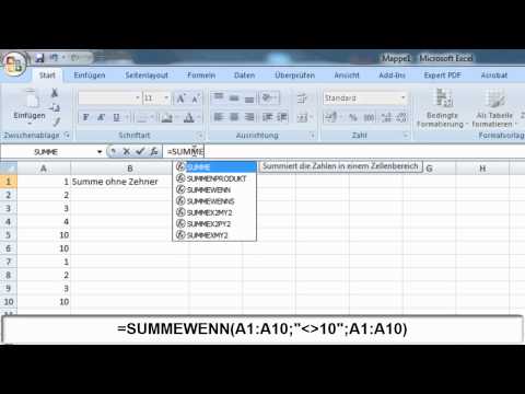 Excel 2007 - Werte bei Addition ignorieren