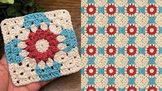 Super beautiful crochet flower granny square🤩 very easy for beginners 