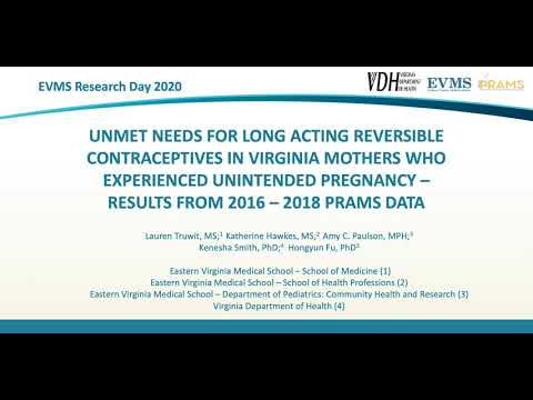 Thumbnail image of video presentation for Unmet needs for long acting reversible contraceptives in Virginia mothers who experienced unintended pregnancy ? results from 2016 ? 2018 PRAMS data