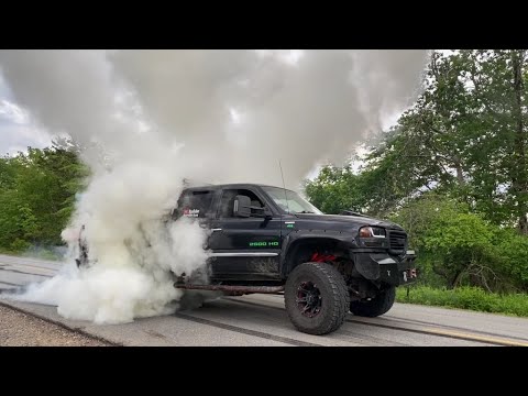 8.1 Vortec Burnouts 2500hd Gmc Sierra Torture Test Raylar Cam 496 Big Block Chevy Headers Glowing