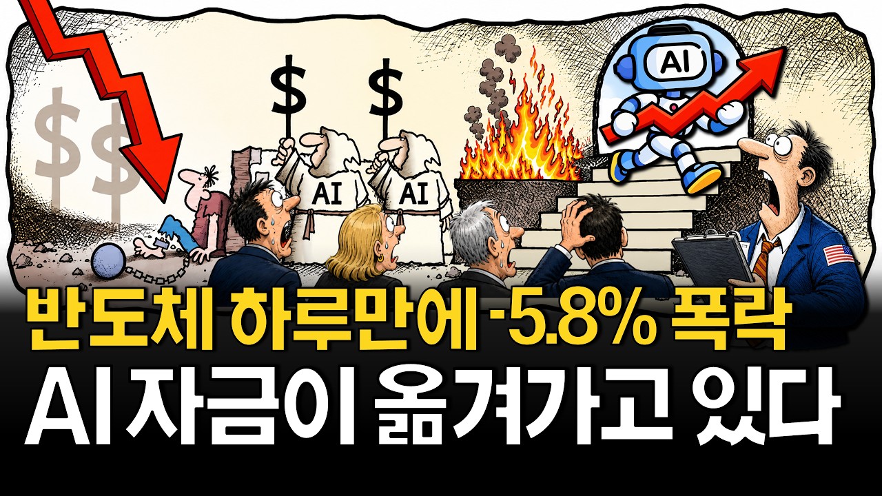 반도체 -5.8% 폭락, 이제 진짜 돈버는 AI에 집중할 때입니다.