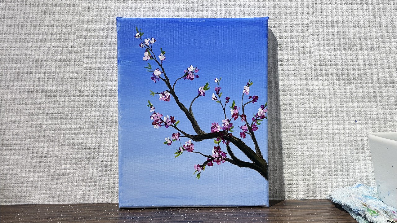 easobiArt | 梅の花をアクリル絵の具で描く | 初心者向けのアクリル画