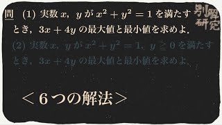 x²+y²=1のとき3x+4yの最大最小を求める6つの方法【解法まとめ】