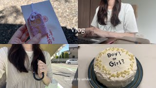 vlog ご報告🌸妊娠しました👶🏻安産祈願,ジェンダーリビールケーキ🩵🩷