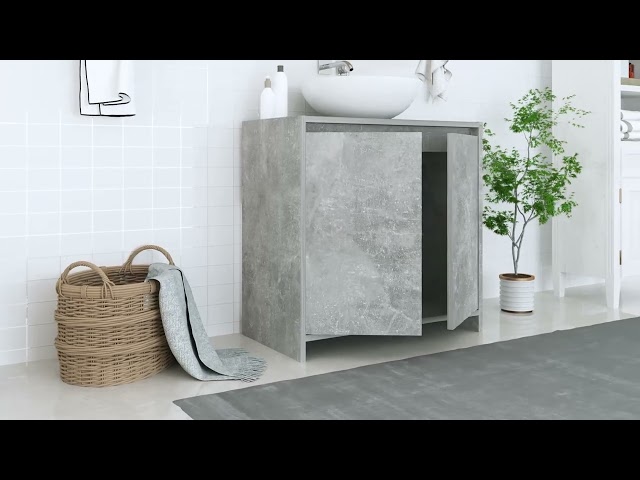 Video teaser for 802646 vidaXL Bathroom Cabinet Concrete Grey 60x33x61 cm Engineered Wood