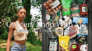 GROCERY SHOP WITH ME: grocery haul, organizing our fridge, etc