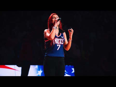 MJ Songstress sings the National Anthem for the Brooklyn Nets