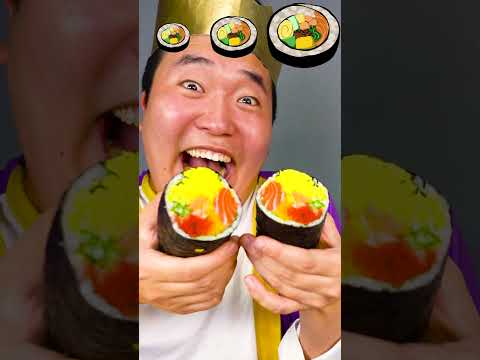 SMALL MEDIUM BIG Emoji FOOD CHALLENGE | 🍙 Little Gimbap, Salmon Gimbap Mukbang ASMR 