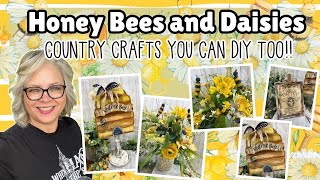 🐝🌿 🌼 Honey Bees and Daisies Country Crafts 🐝🌿 🌼 DIY Wood Floral Printable Decor
