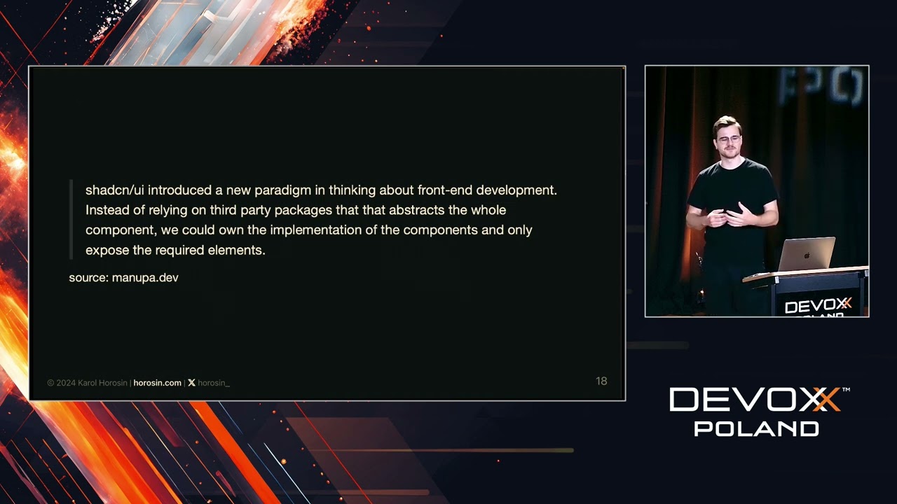 shadcn/ui: deep dive into popular component library • Karol Horosin • Devoxx Poland 2024