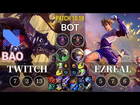 DRX BAO Twitch vs Ezreal Bot - KR Patch 10.19