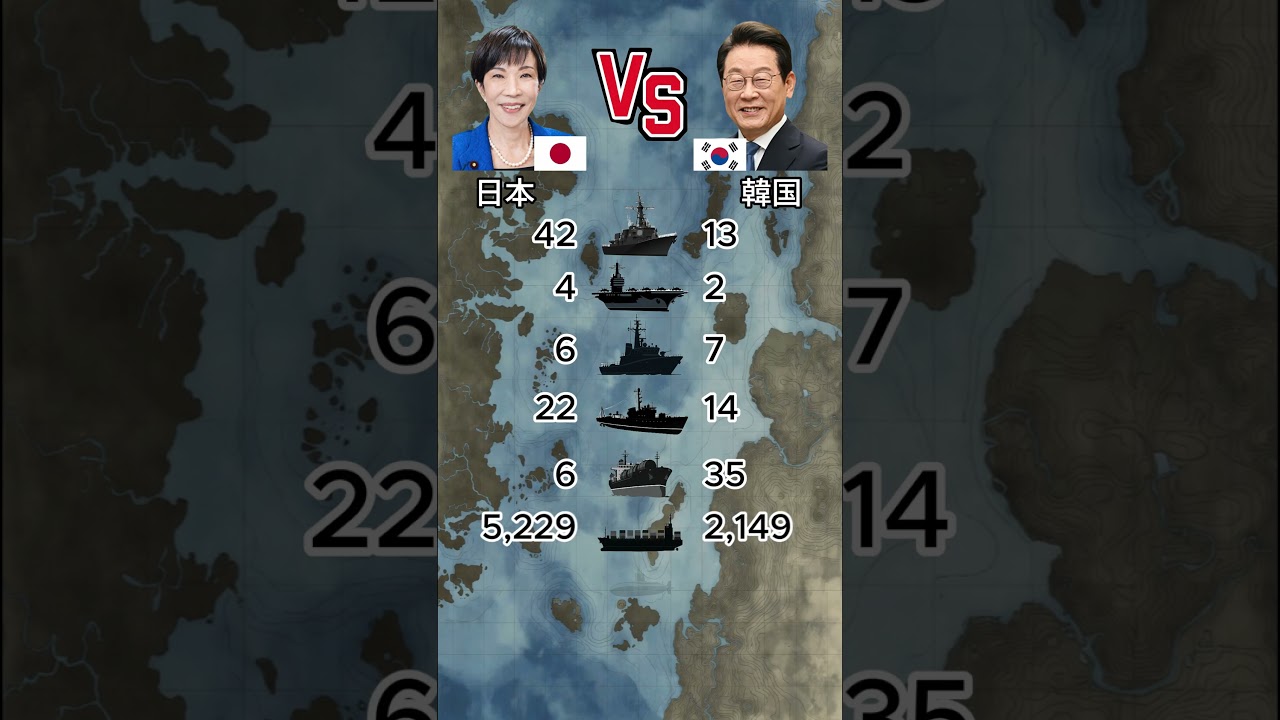 日本と韓国の海軍力を比較したところ、衝撃的な結果が明らかになった。 #ミリタリー #北朝鮮 #戦史ラボ #日本
