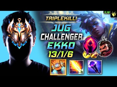 Challenger Ekko Jungle vs Graves - 챌린저 정글 에코 템트리 룬 벨트 수확 エコー Экко 时间刺客 艾克 - LOL KR 11.18