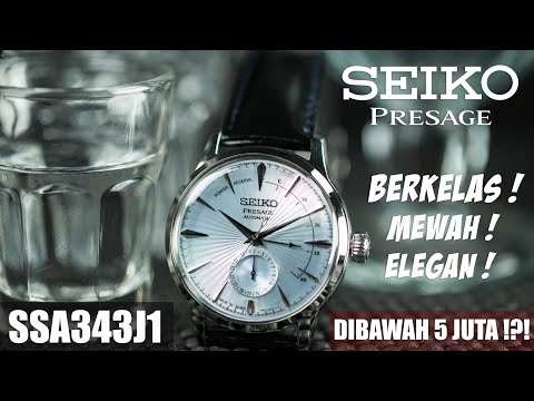 Seiko Presage SSA343J1 Cocktail Time Skydiving Automatic Ice Blue Texture Dial Black Leather Strap-1