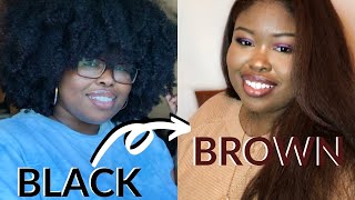 Natural Black To Brown Hair With NO Bleach (LOWKEY A FAIL?)